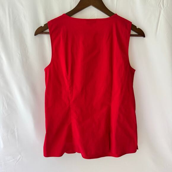Talbots Womens Petite Sleeveless Red Blouse Size 10P Bee Button Front Workwear - Picture 6 of 6